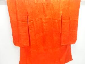 アンティーク　紋錦紗　流水に花模様織り出し単衣長襦袢(刺繍衿付き)